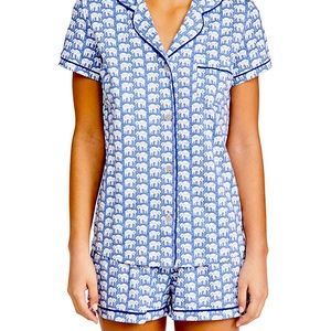 ROLLER RABBIT BLUE HATHI ELEPHANT POLO PAJAMA SET!Size S! NEW W/O TAG